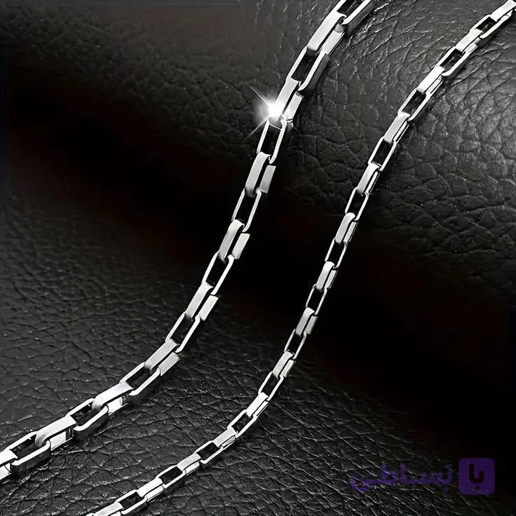 گردنبند آجری مردانه نقره ای