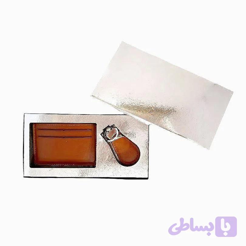 ست جاکارتی و جاکلیدی چرم طبیعی فیروز