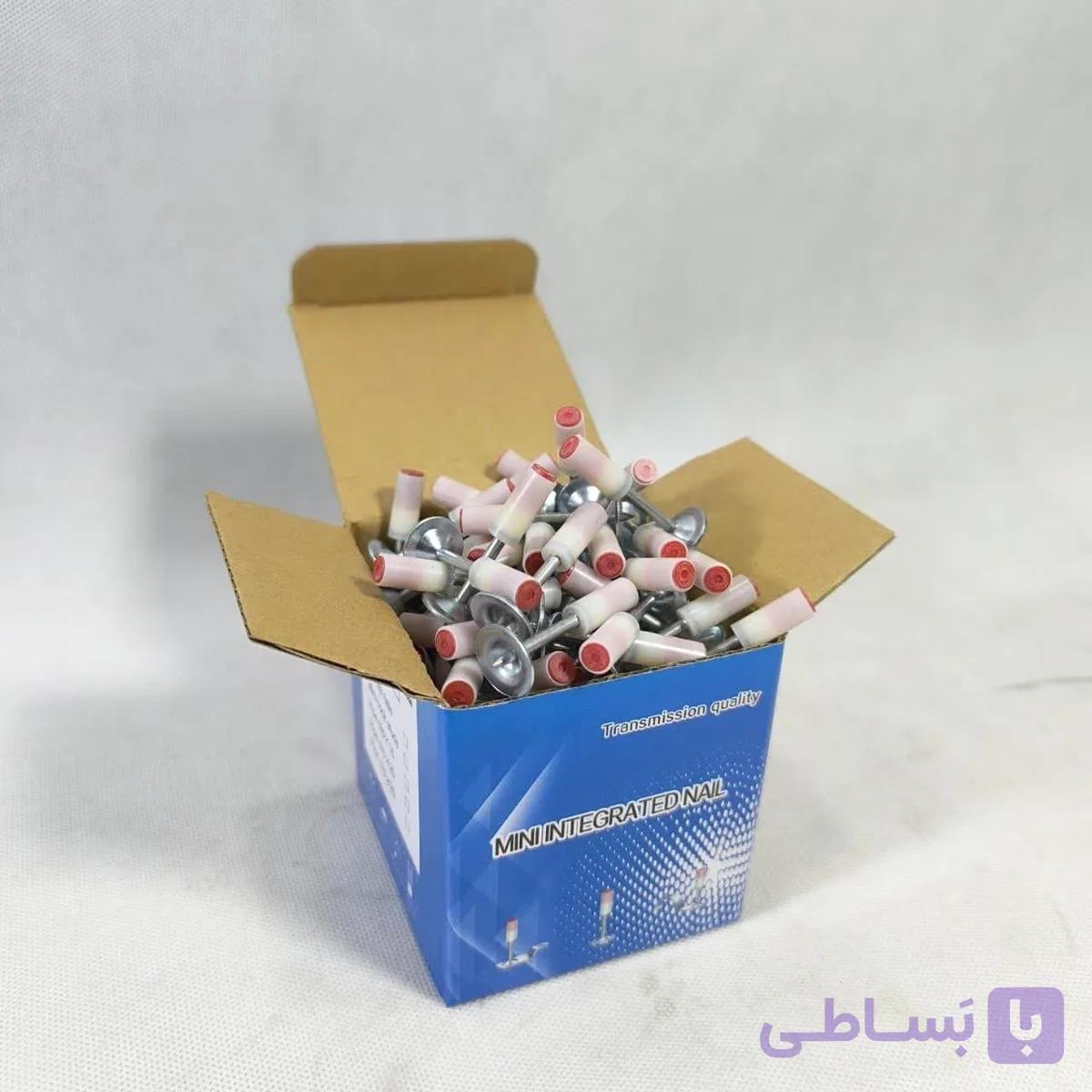 میخ چاشنی دار طرح باس بسته ۱۰۰ عددی – ۴ سانت مدل ۲۷mm جعبه آبی — تصویر 1