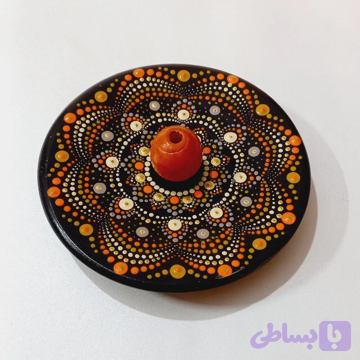جاعودی سفالی قهوه ای و نارنجی | طرح ماندالا و دات ماندالا | ارسال رایگان