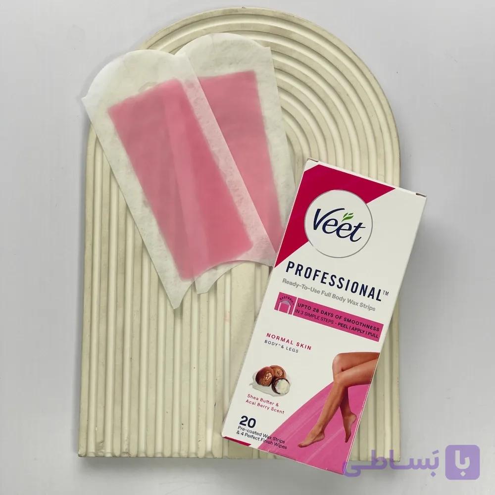 نوار موبر بدن ویت پوست نرمال حاوی عصاره نیلوفر آبی | VEET PROFESSIONAL SKIN HAIR REMOVER STRIPS FOR NORMAL SKIN