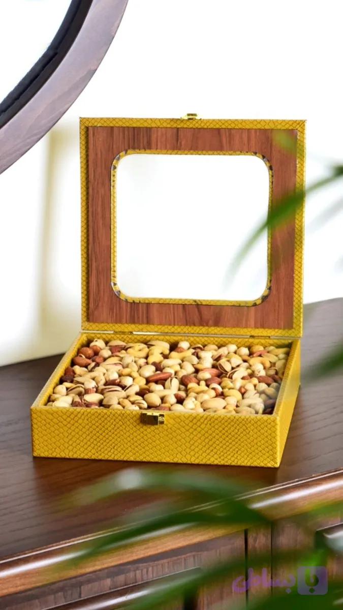 باکس مربع چرمی زرد — تصویر 1