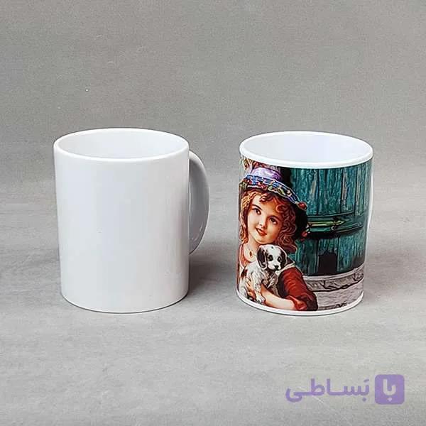 لیوان سرامیکی دسته قلبی سفید