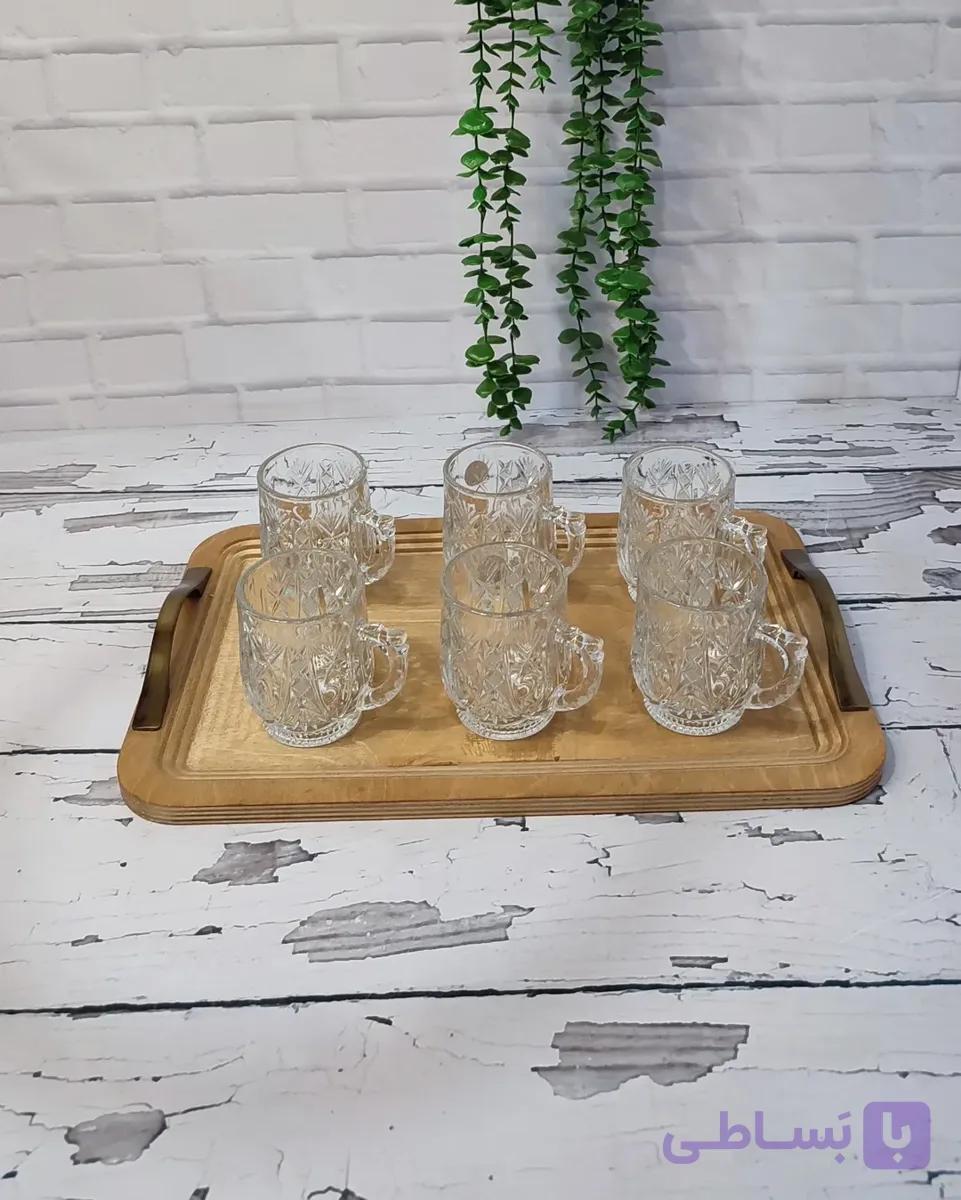 سینی تمام چوبی دسته دار مستطیل