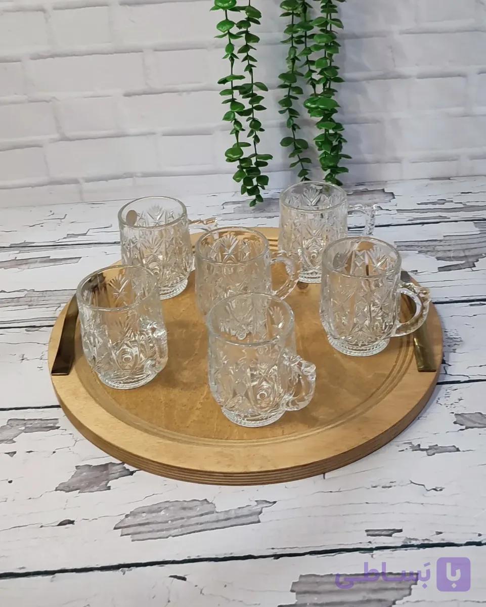 سینی تمام چوبی دسته دار گرد