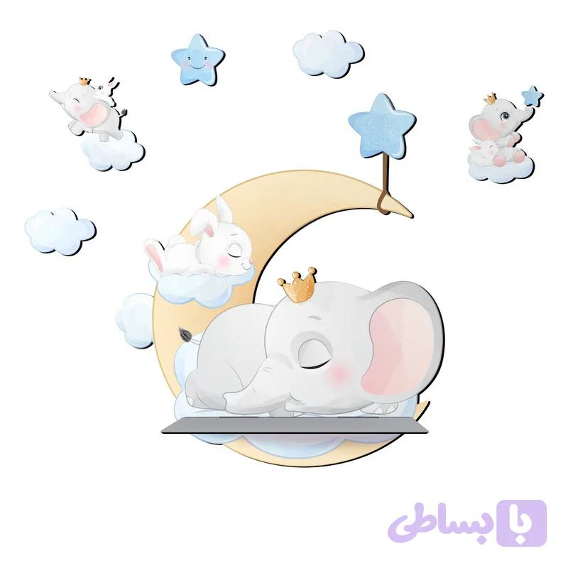شلف دیواری اتاق کودک باروچین مدل فیل و ابر کد sh-21