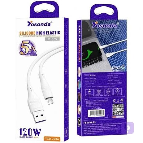 کابل شارژ سریع تایپ سی Yosonda مدل YXD-J23 با توان 120 وات و طول 1 متر