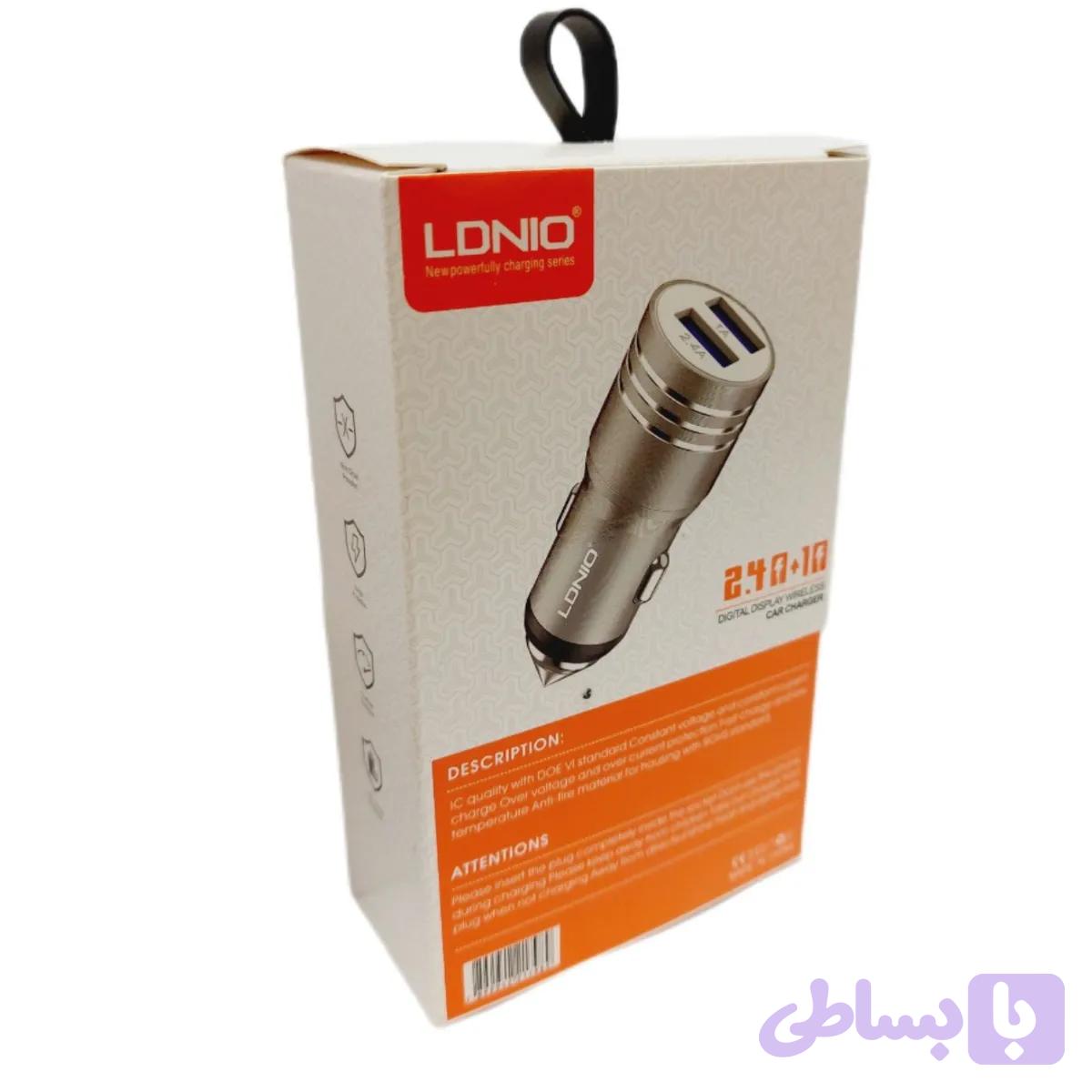 شارژر فندکی الدینیو دو پورت Ldnio | ۲.۴A + ۱A، شارژ همزمان دو دستگاه