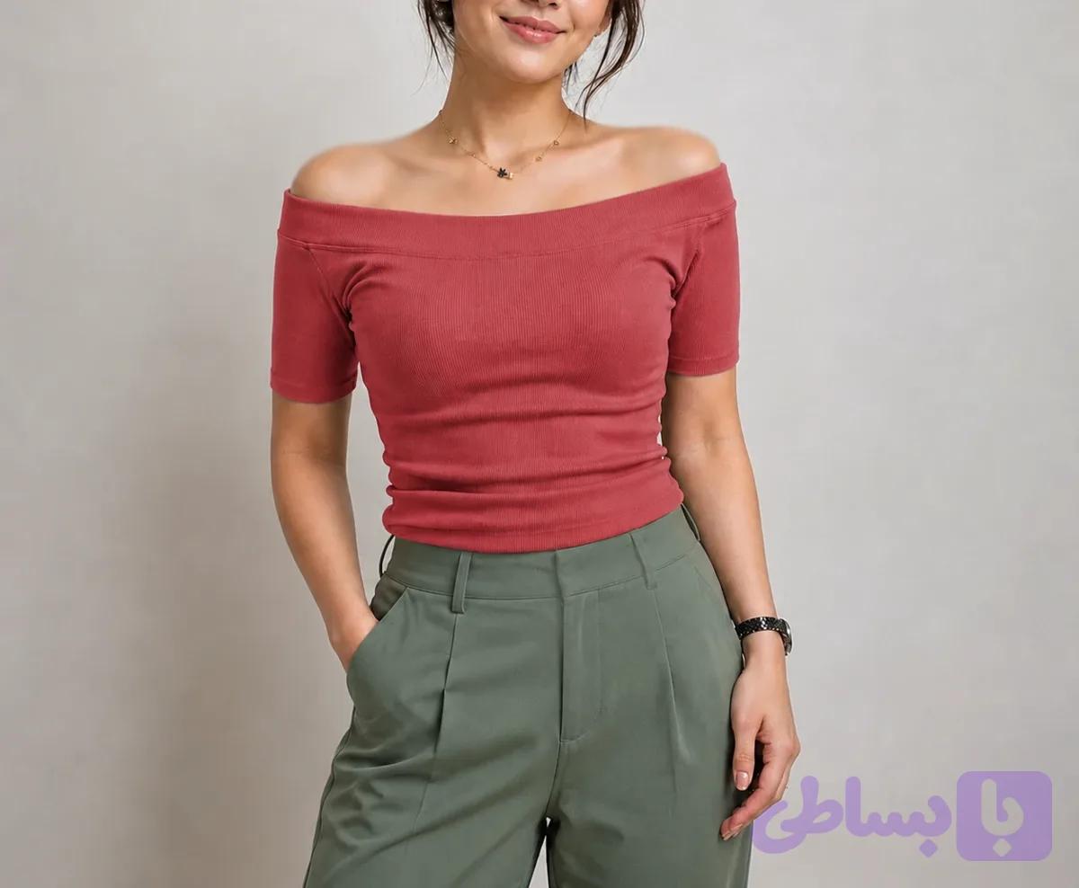 تیشرت یقه قایقی (کد 8096B) — تصویر 1