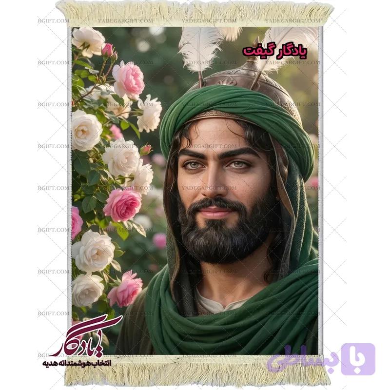 تابلو فرش ماشینی تمثال چهره حضرت عباس (ع) کد MZ16 — تصویر 1