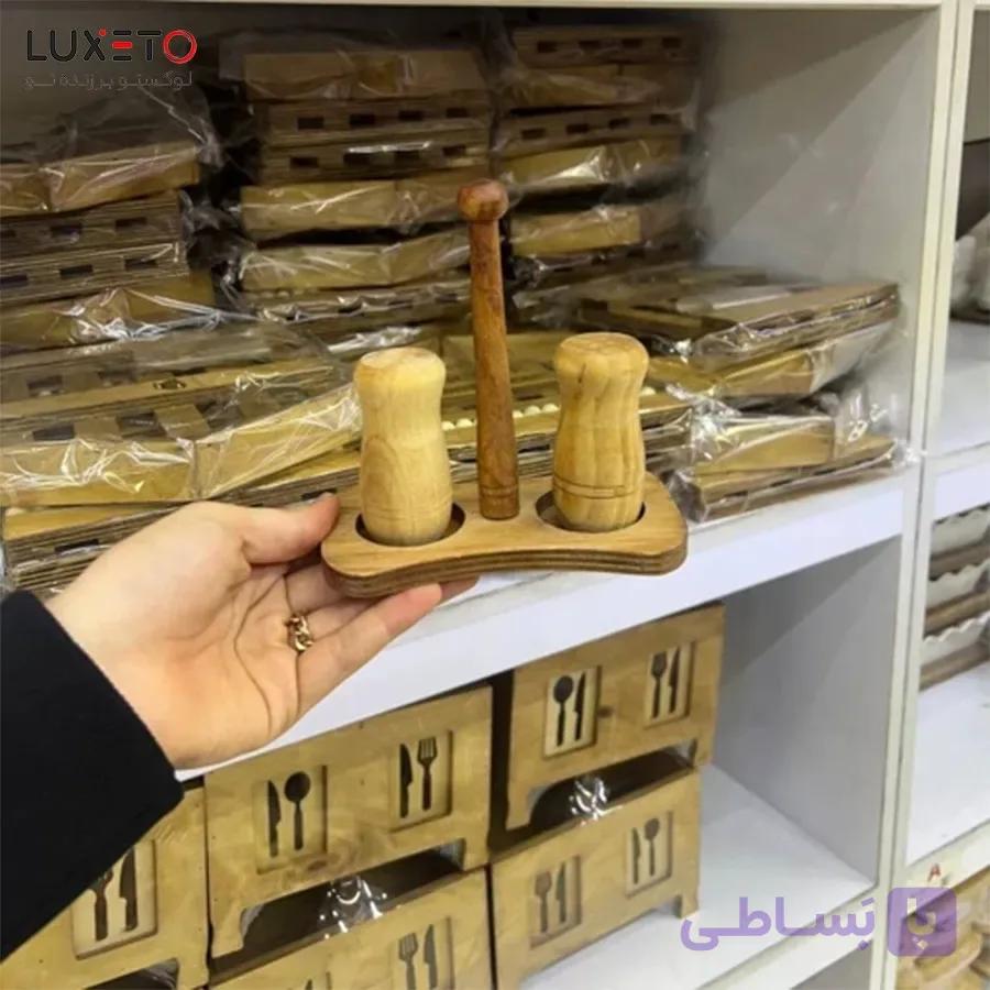 نمکدان چوبی استوانه ای جفتی
