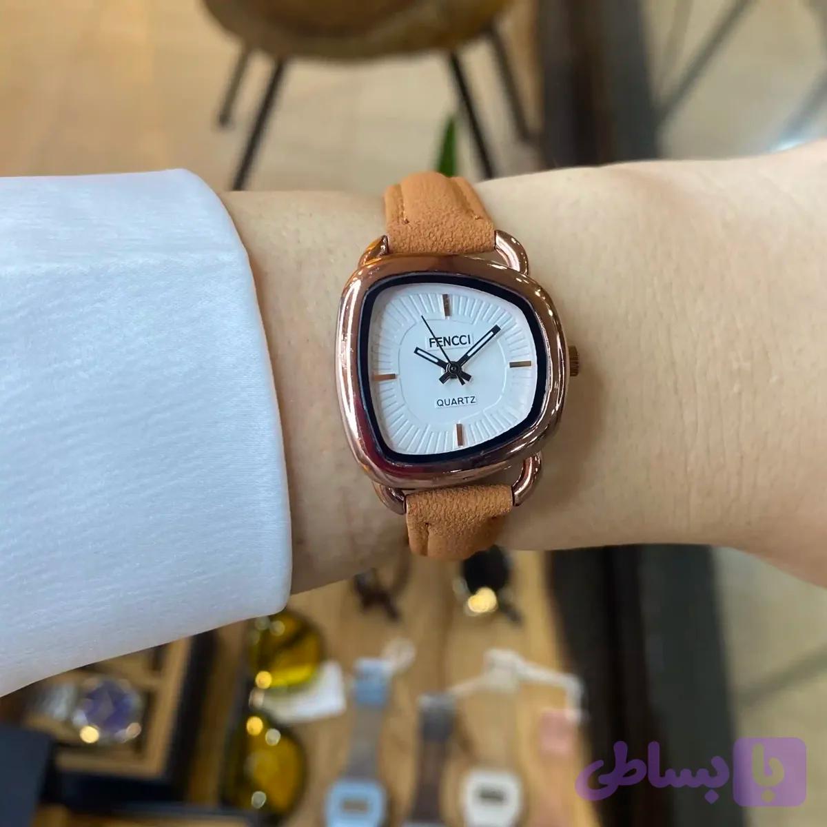 ⏱️ ساعت مچی دفرمه بند عسلی صفحه سفید FENCCI⏱️ — تصویر 1