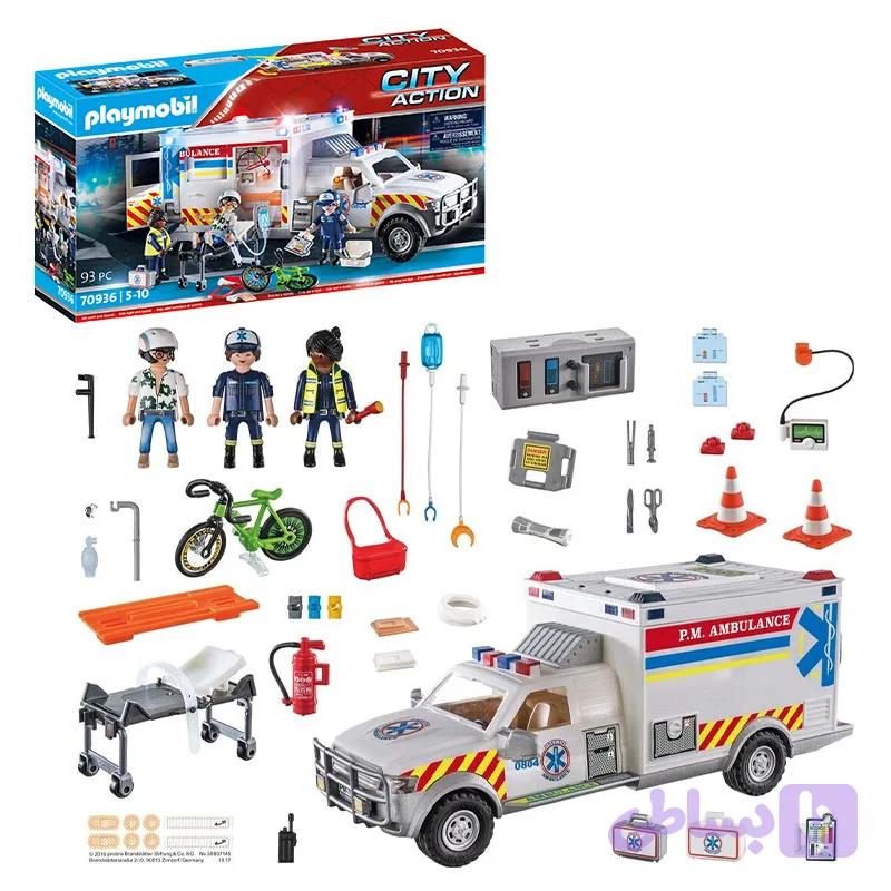 لگو آمبولانس امداد و نجات پلی‌موبیل کد ۷۰۹۳۶ PLAYMOBIL Rescue Vehicles سری City Action — تصویر 1