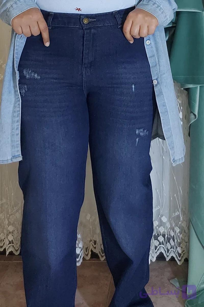 شلوار لی نیم رنگ تیره  سرمه ای