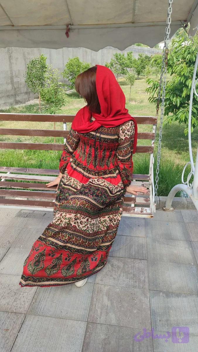 پیراهن نخی ساحلی زنانه کریشه هندی استین بلند