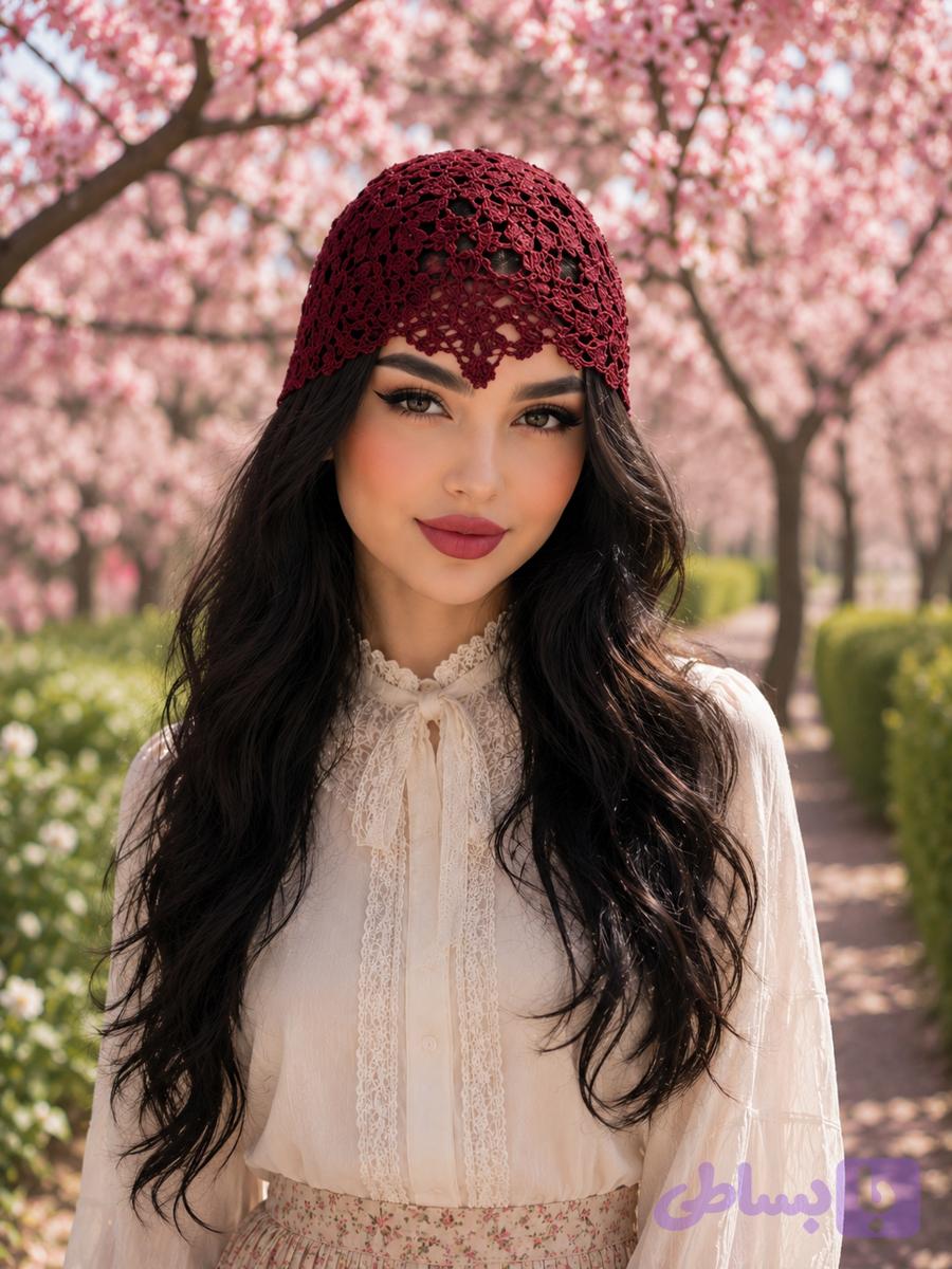 کلاه لئونی تابستانی قلاب بافی آویزدار طرح گل ترند اینیستا مش هت زنانه دخترانه