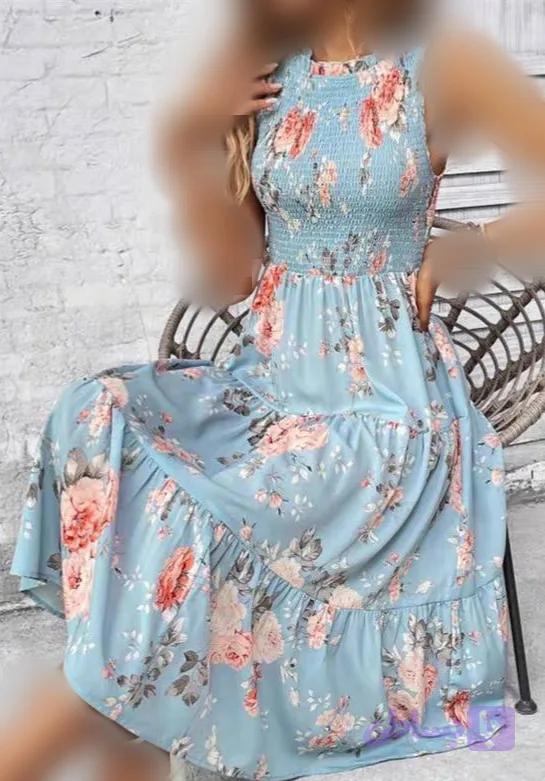 پیراهن ساحلی نخی گلدار وارداتی خنک ترند پینترستی بلند آستین کوتاه سایز بندی تا ۵۰