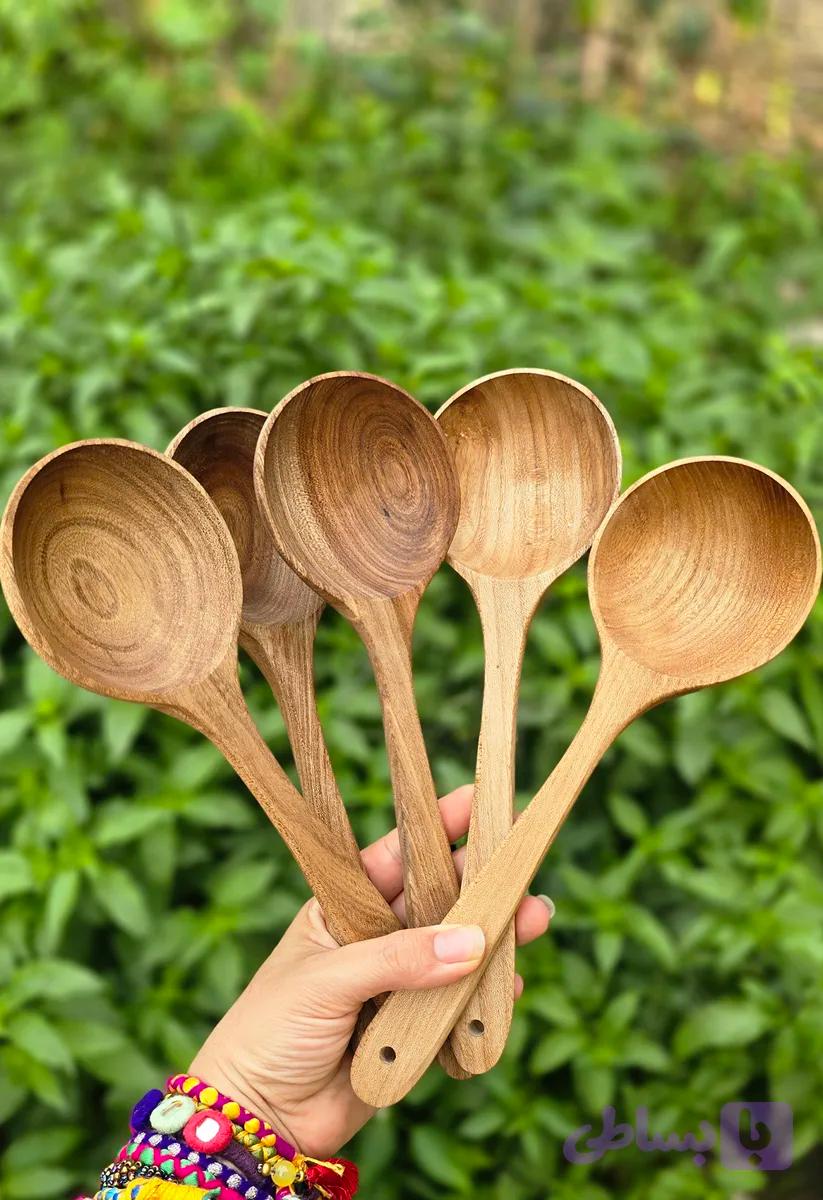 ملاقه چوبی دسته کوتاه