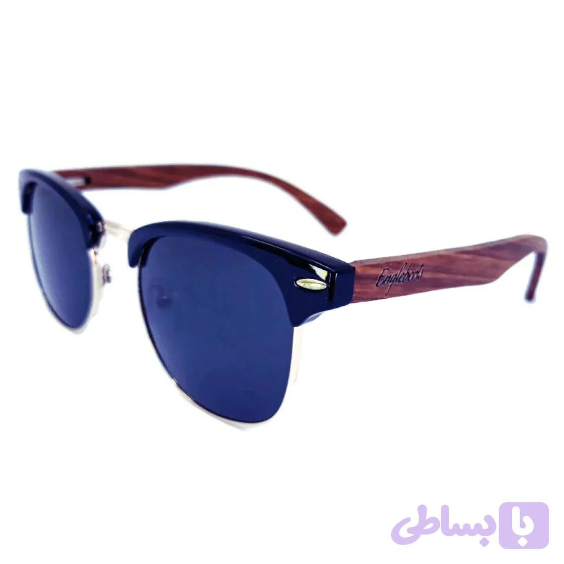 Real Walnut Wood Club Style Sunglasses, Polarized Lenses