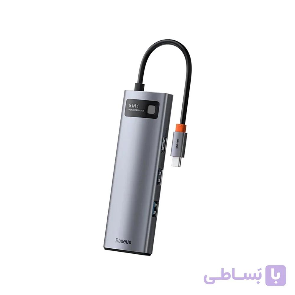 هاب 8 پورت بیسوس Baseus CAHUB-CV0G HUB 8in1 Gleam Metal — تصویر 1