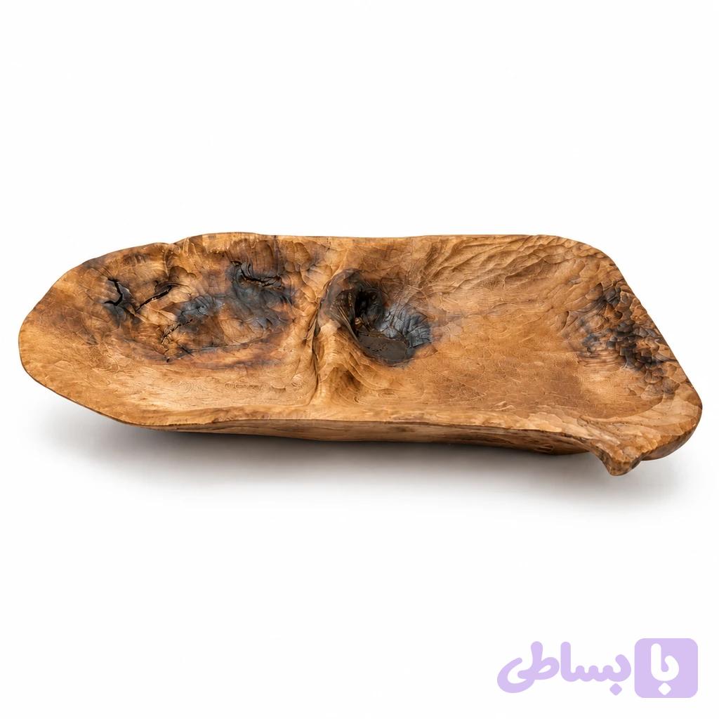 ظرف چوبی روستیک دست تراش — تصویر 1