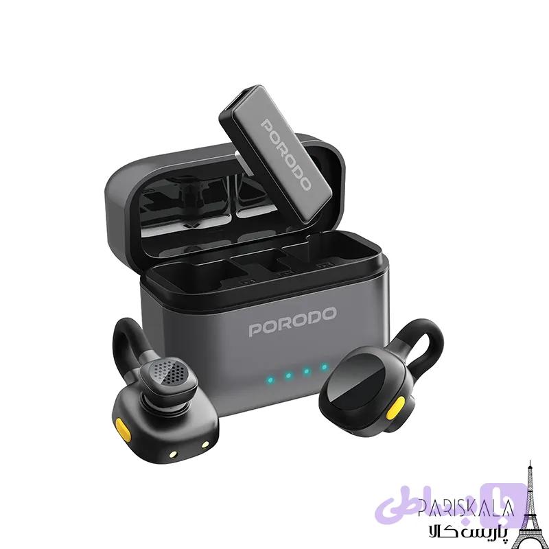 میکروفون یقه ای پرودو مدل دو کاربره PORODO Movo Lavalier Microphone PDLAMPHF76BK Type-C — تصویر 1