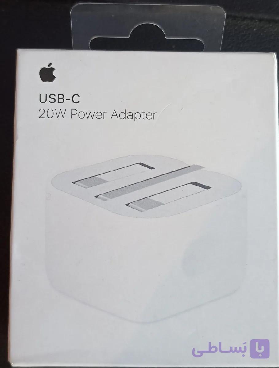 آداپتور سر شارژر 20W وات شارژر اپل مدل A2344 USB-C سه پین