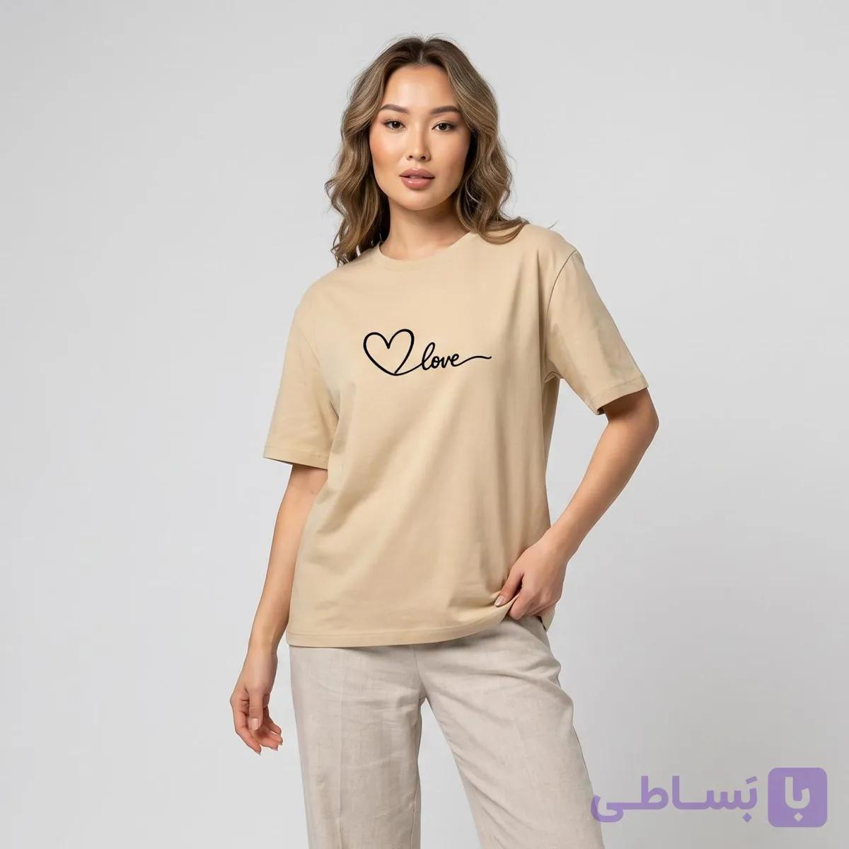 تی‌شرت آستین کوتاه زنانه مدل قلب — تصویر 1