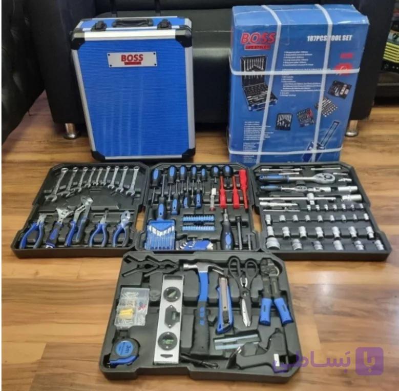 جعبه بکس و کیف ابزار چمدانی 187 پارچه باس مدل Box-187