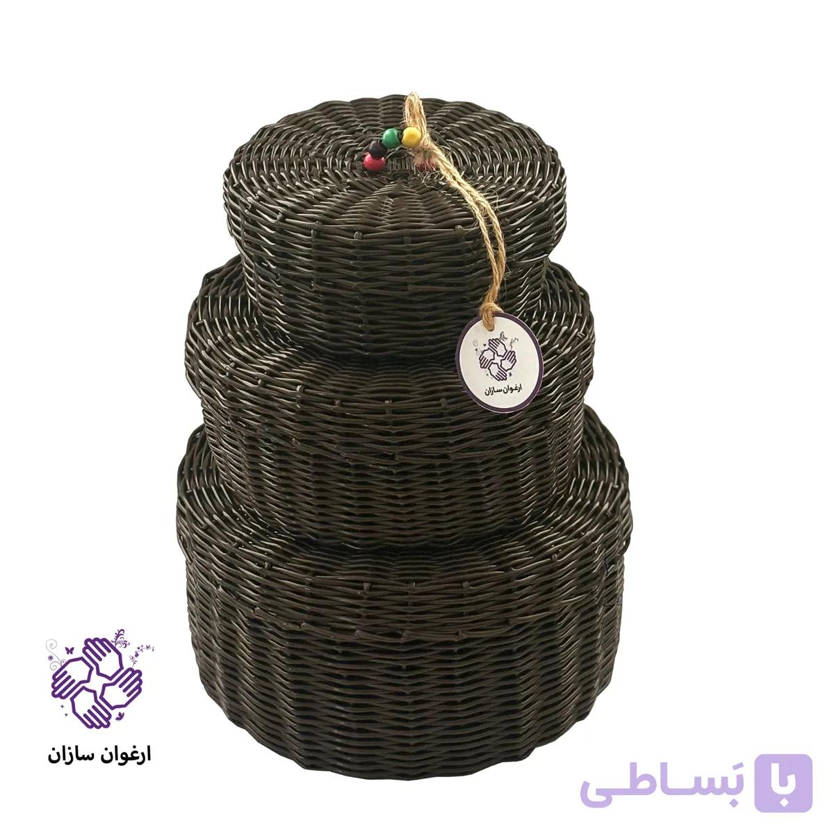 سبد حصیربافی ارغوان سازان مدل جوانه مجموعه 3 عددی — تصویر 1