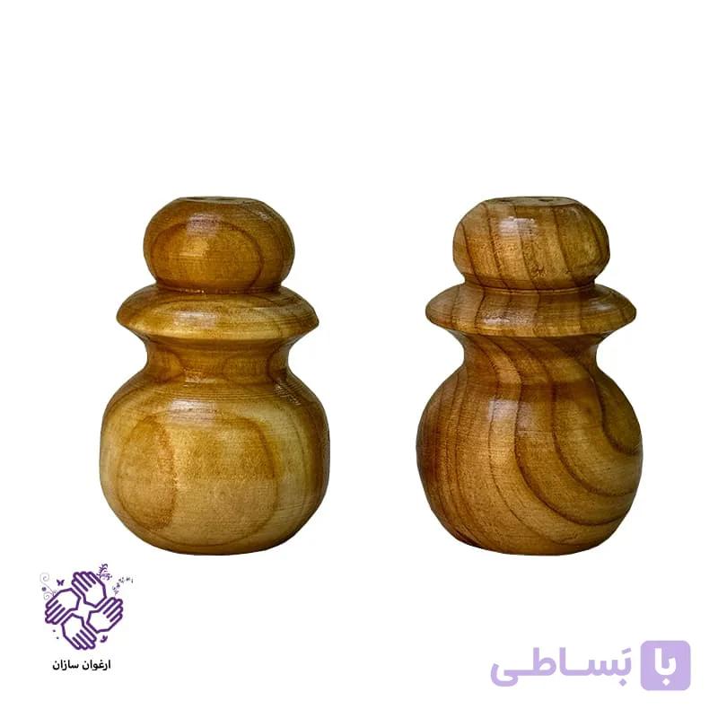 نمکدان چوبی مدل موج ارغوان سازان مجموعه2عددی — تصویر 1
