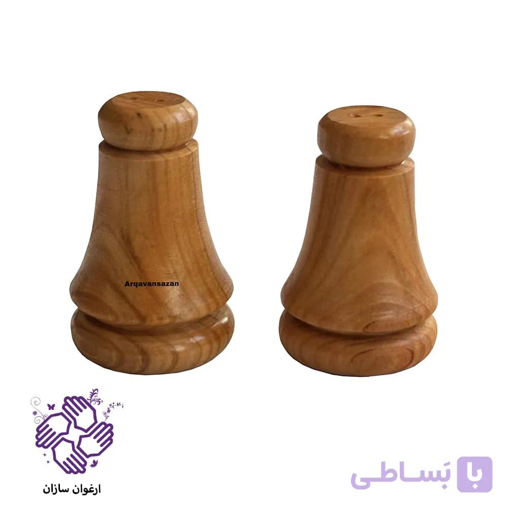 نمکدان چوبی ارغوان سازان مدل عروس مجموعه2 عددی — تصویر 1