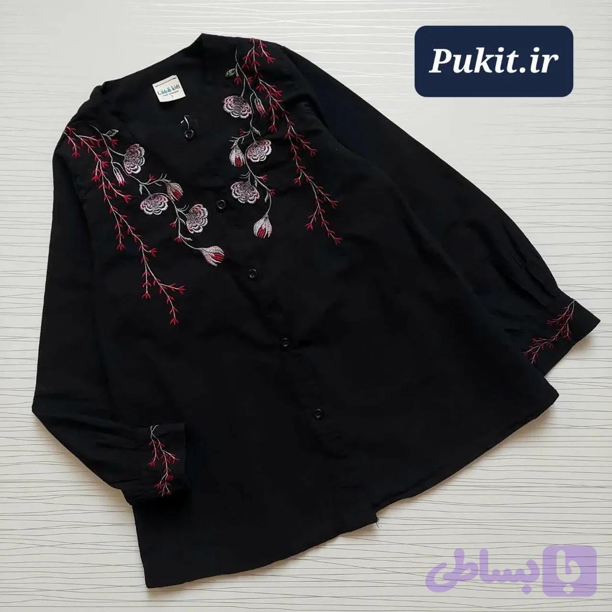 شومیز دخترانه مشکی طرح مروارید (10تا14 سال) — تصویر 1