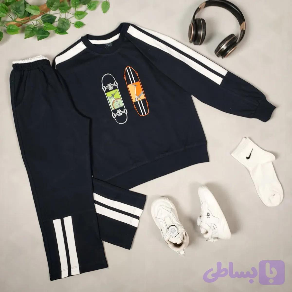 بلوز شلوار پسرانه طرح اسکیت (3تا 9 سال) — تصویر 1