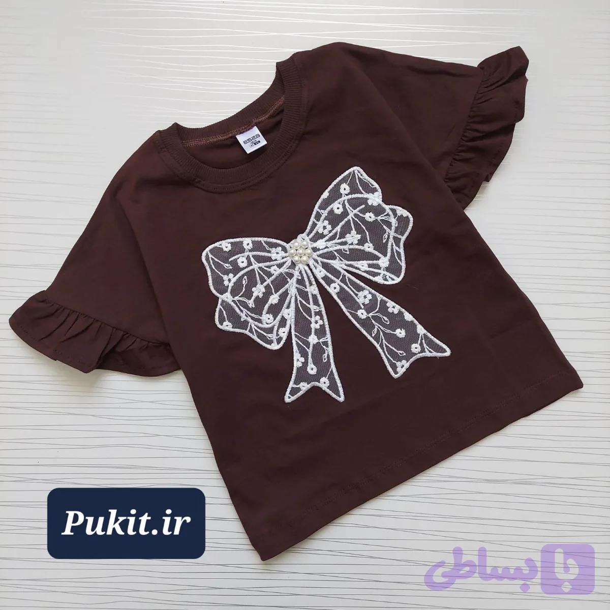 تیشرت دخترانه پاپیون طرح میترا (2 تا 11سال) — تصویر 1