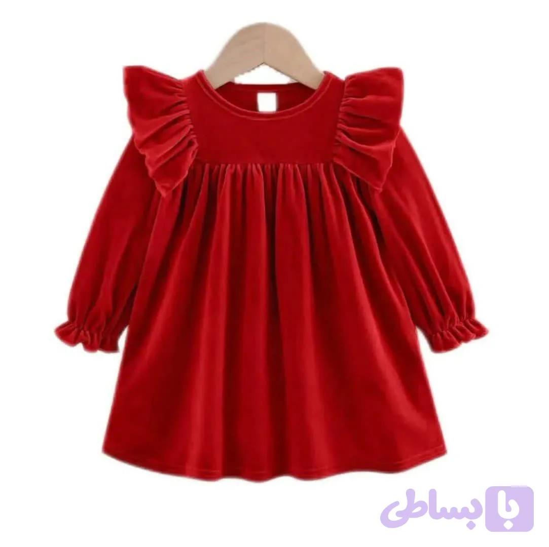 پیراهن مخمل دخترانه طرح حانیه (2تا7سال) — تصویر 1
