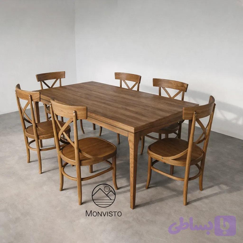 ست میز و صندلی چوبی ناهار خوری 6 نفره مدل پاسیون (Passione) — تصویر 1