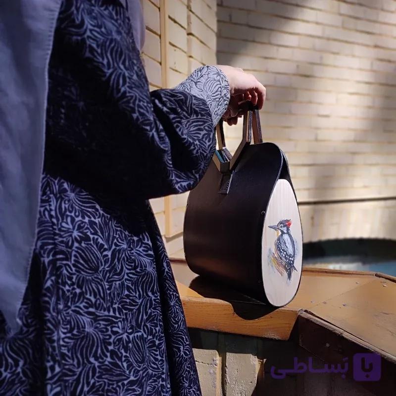 کیف دسته چوبی طرح هدهد