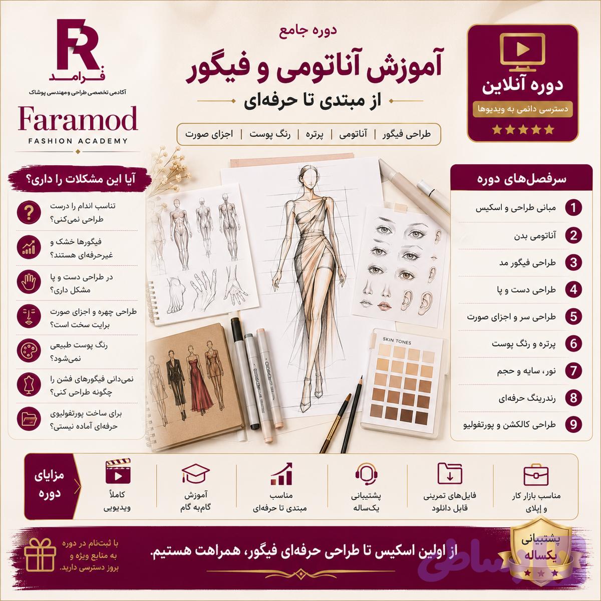 آموزش طراحی فیگور و آناتومی از مبتدی تا حرفه ای بدون پیشنیاز و مهارت