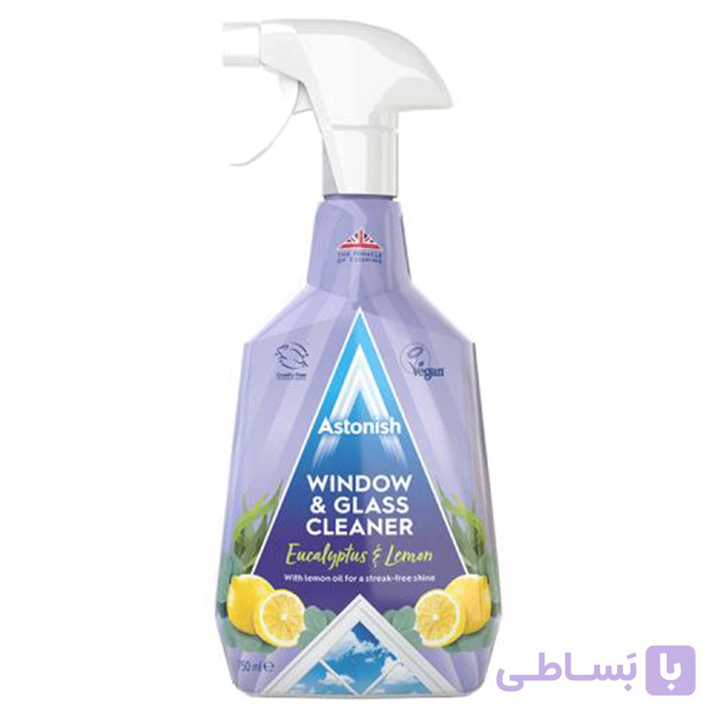 اسپری شیشه پاک کن استونیش Astonish انگلستان رایحه اکالیپتوس و لیمو حجم 750 میل