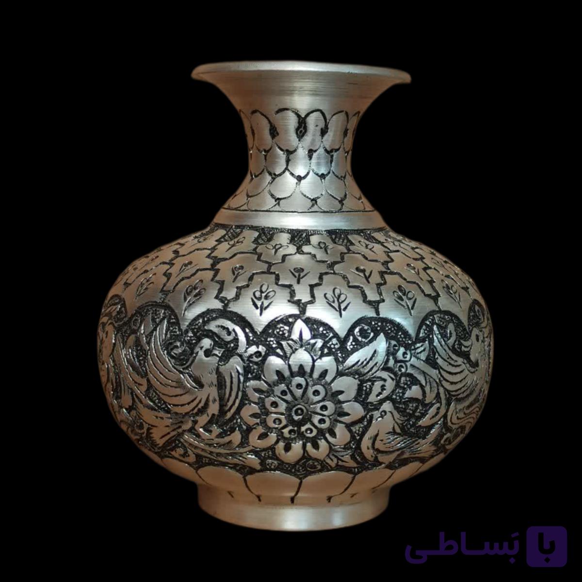 گلدان قلمزنی روکش نقره مدل گلسا 12