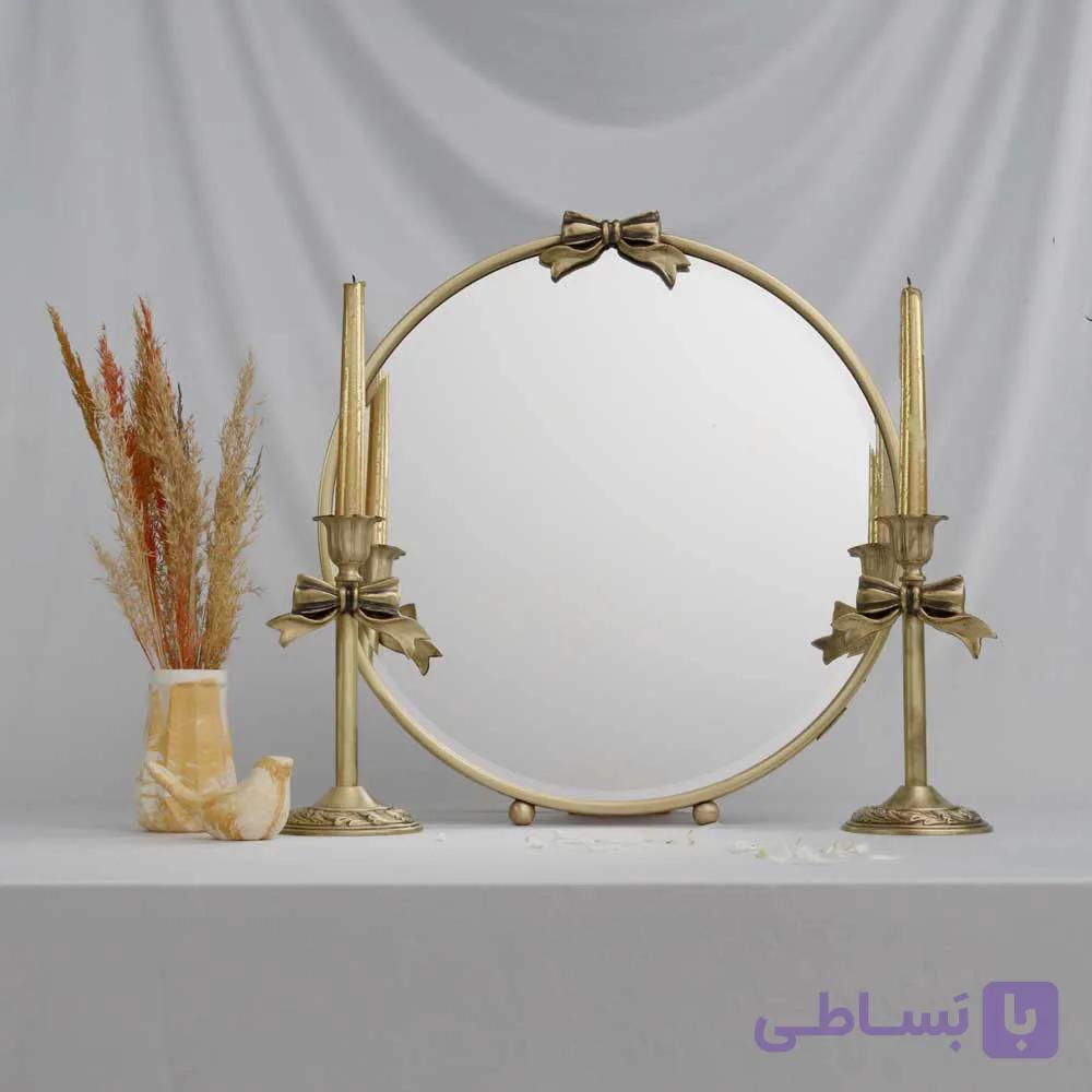 اینه و شمعدان پاپیونی مدل شهیار طرح نقره — تصویر 1