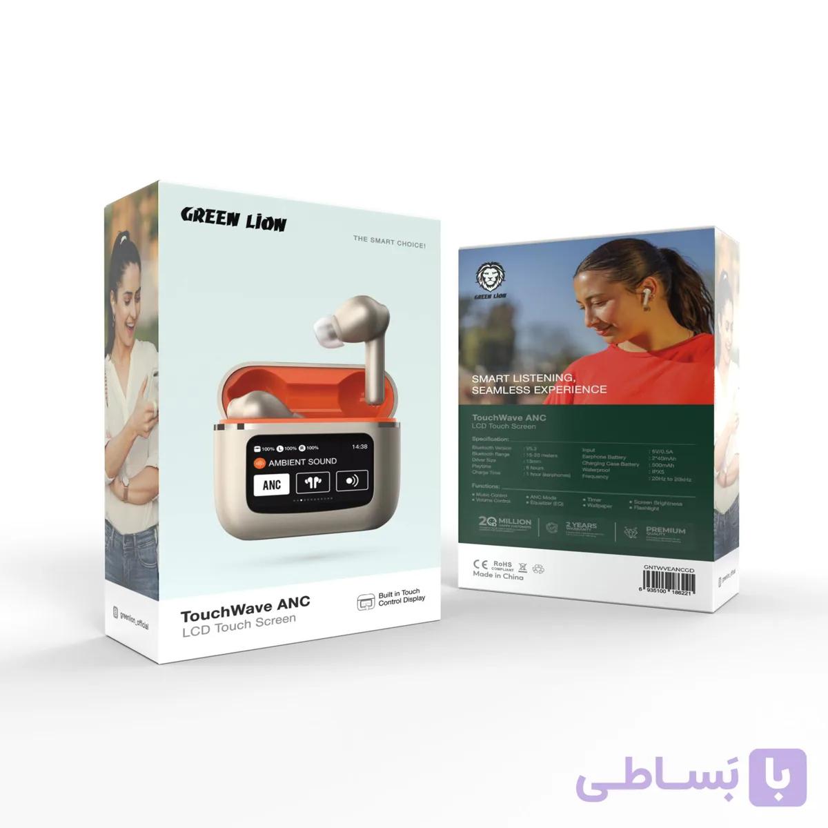 ایرپاد Green Lion TouchWave ANC LCD Touch Screen Earbuds دارای صفحه نمایش لمسی