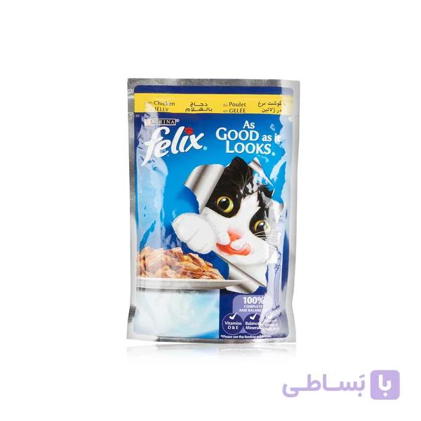 پوچ گربه فلیکس طعم اردک و بره در ژله (۸۵ گرم)