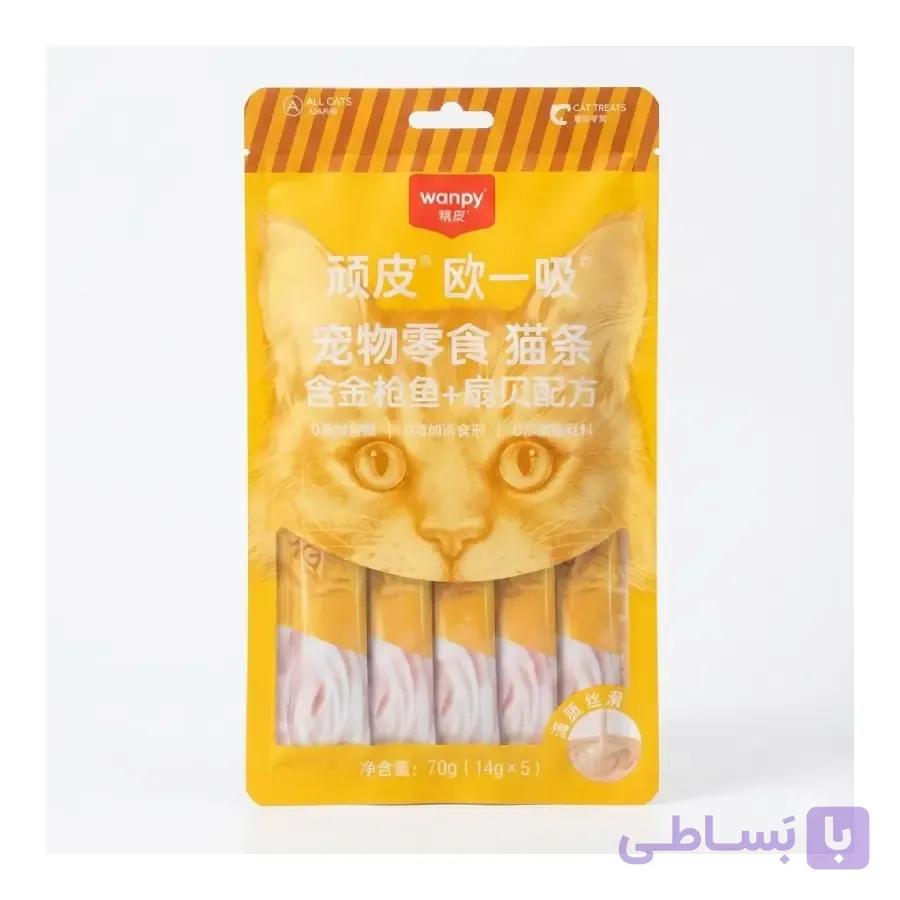 بستنی گربه ونپی طعم تن ماهی و میگو (بسته ۵ عددی) — تصویر 1