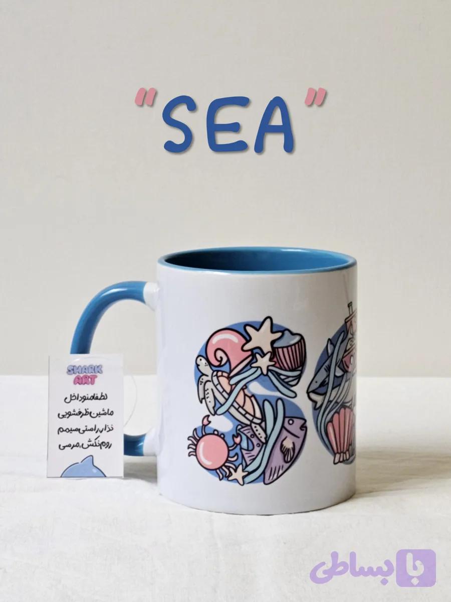لیوان (ماگ) دسته دار شارک آرت (shark art) مدل sea (دریا) — تصویر 1