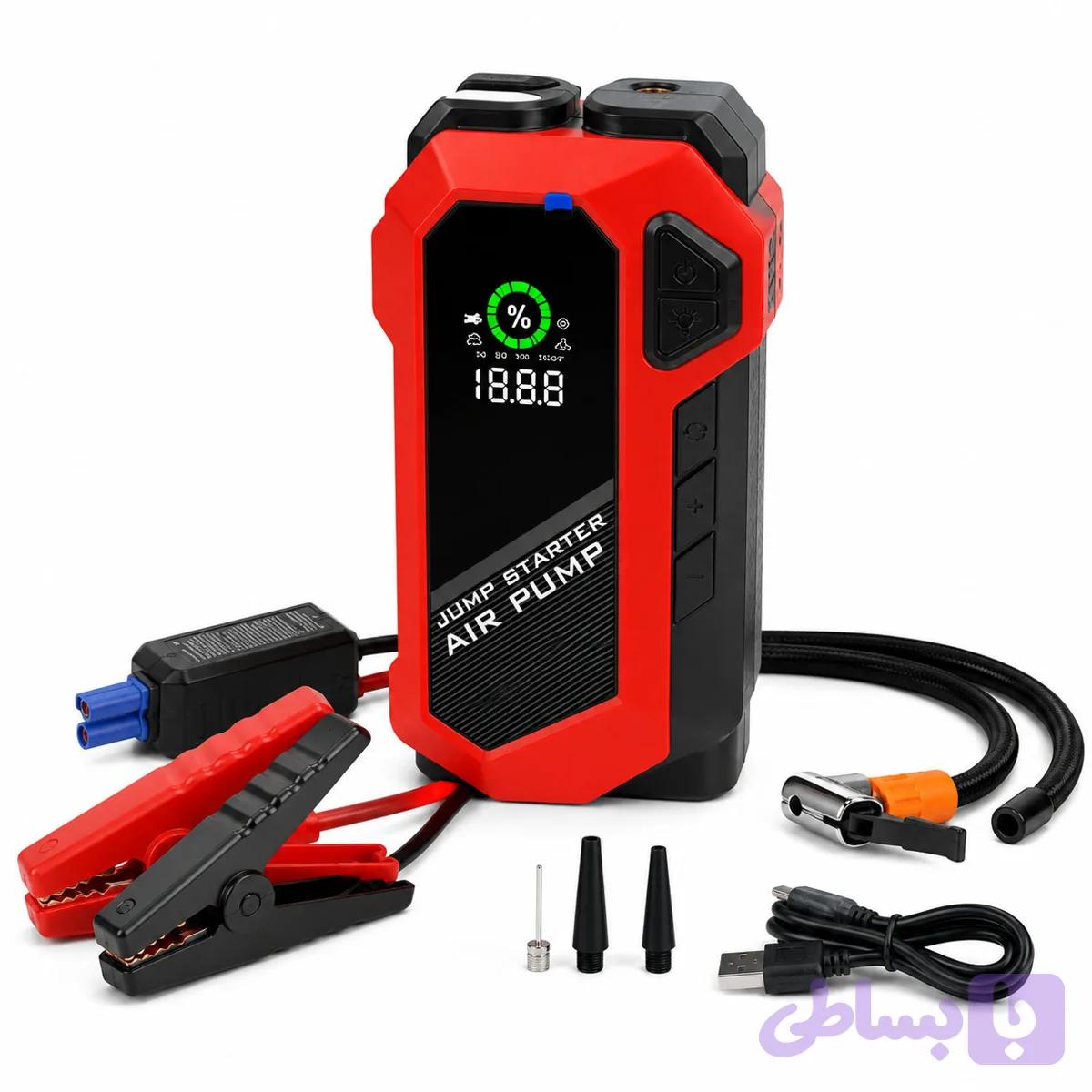 جامپ استارتر و کمپرسور باد خودرو لومیز مدل COCY-Q18 با فشار 150 PSI — تصویر 1