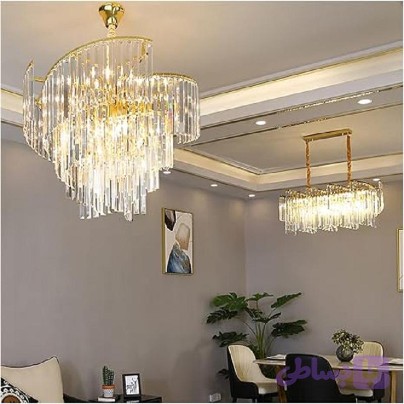 لوستر کریستالی مارپیچ مدرن و لوکس مدل گل رز مناسب با طراحی چشم‌نواز از جنس استیل ضدزنگ، مناسب برای اتاق نشیمن و اتاق خواب؛ چراغ سقفی با قابلیت تنظیم ارتفاع، مناسب برای اتاق غذاخوری و هتل با طراحی ساده و شیک دارای ست ناهارخوری کد 5013 — تصویر 1