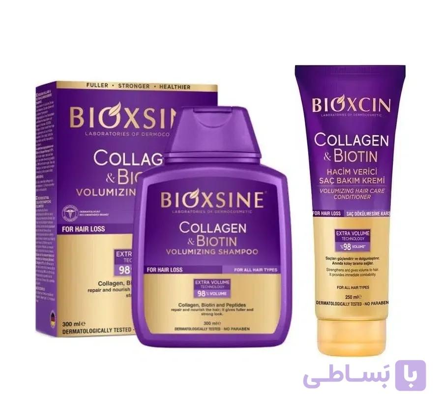 Bi پک حجم دهنده مو حاوی کلاژن و بیوتین (ماسک مو 250 میل+شامپو 300 میل) | کد R02-39C17BCD