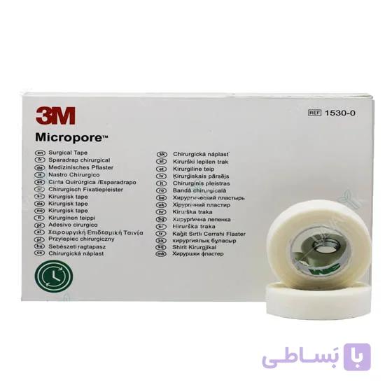 چسب کاغذی ضد حساسیت میکروپور اصل سایز 1.25cm در 9.1m تری ام - Micropore 3M Tape